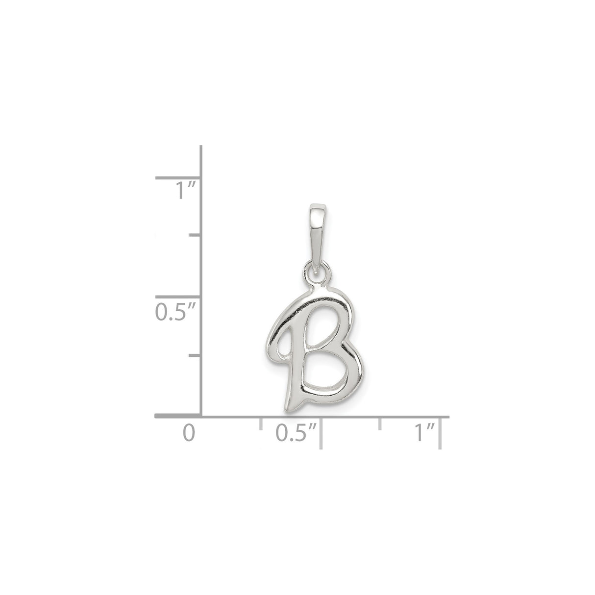 Sterling Silver Letter B Pendant, Script Initial Charm Necklace for Women