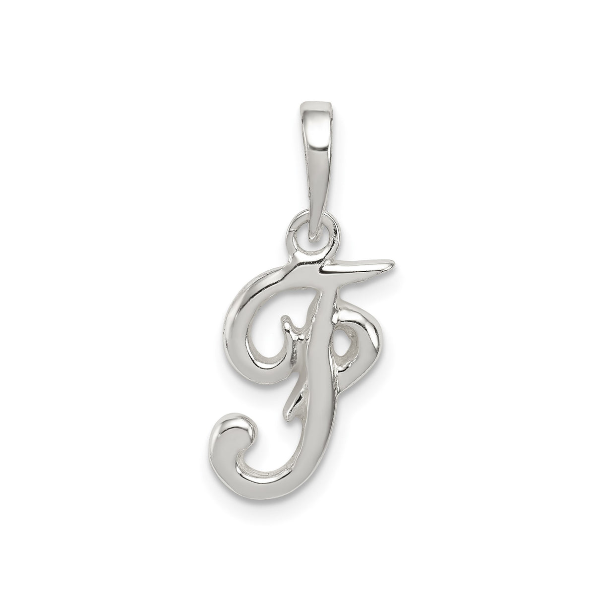 Sterling Silver Script Letter J Pendant, Cursive Initial Charm for Women