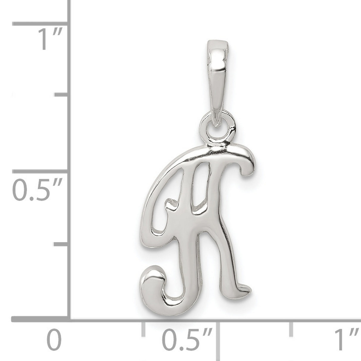 Sterling Silver Pendant, Script Initial H, Cursive Letter Monogram Charm for Women