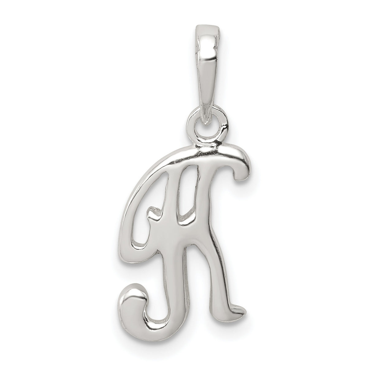 Sterling Silver Pendant, Script Initial H, Cursive Letter Monogram Charm for Women