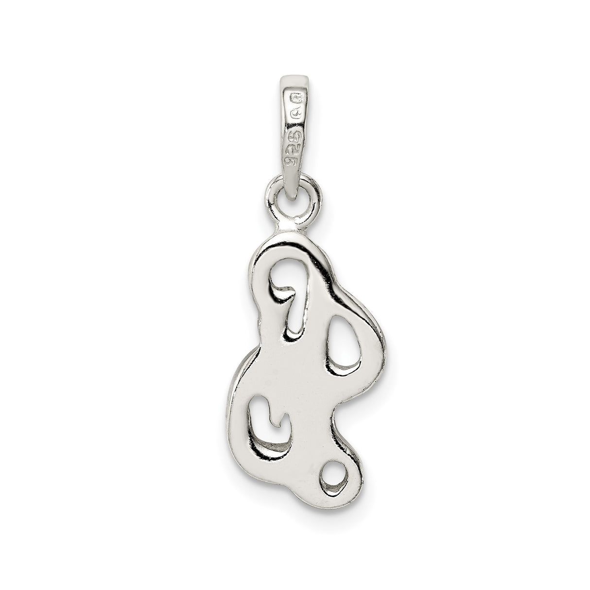 Sterling Silver Pendant with Love Script Design, Abstract Minimalist Style for Women