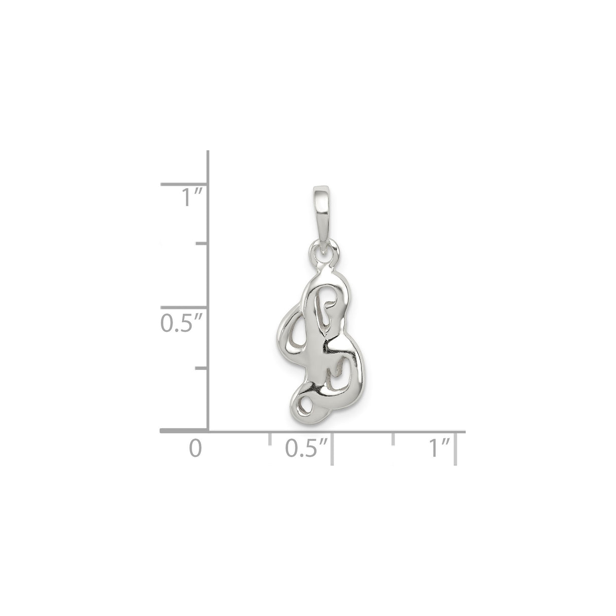 Sterling Silver Pendant with Love Script Design, Abstract Minimalist Style for Women