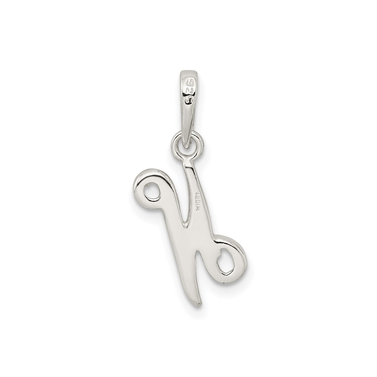 Sterling Silver Initial N Pendant, Cursive Letter Charm with Flowing Design for Women