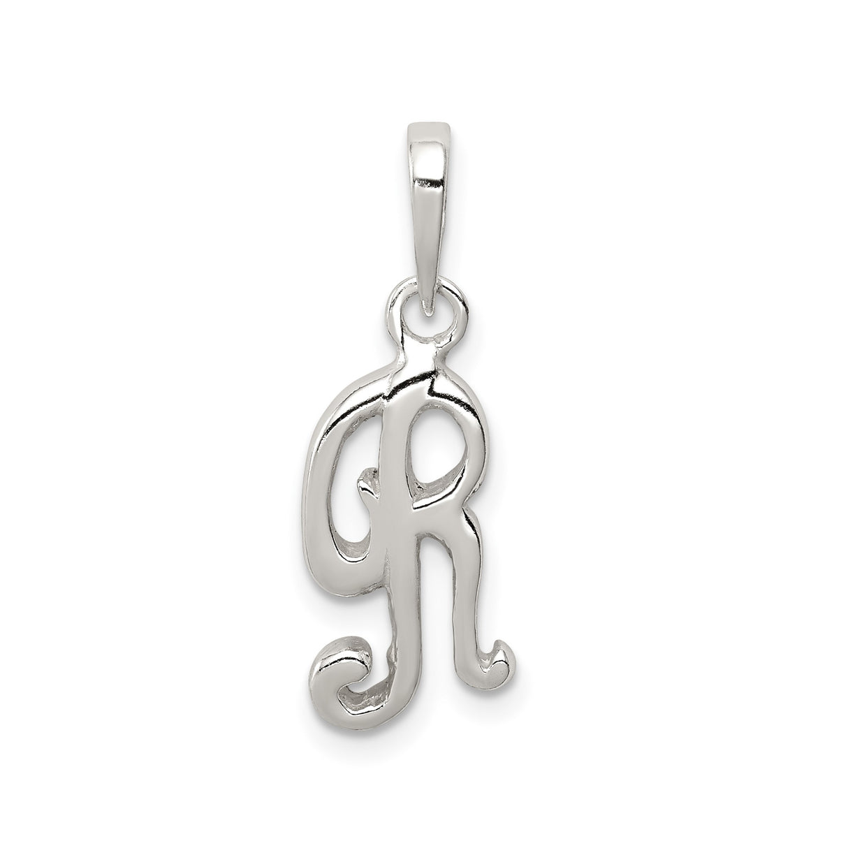 Sterling Silver Letter R Pendant, Script Monogram Charm for Women