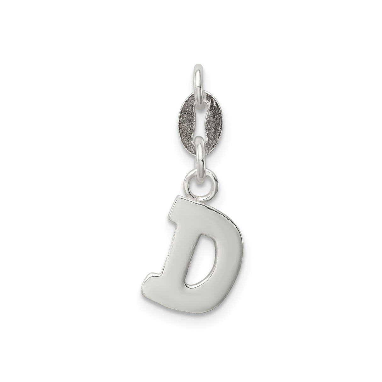 Sterling Silver Charm Pendant, Letter D Block Font Initial Design