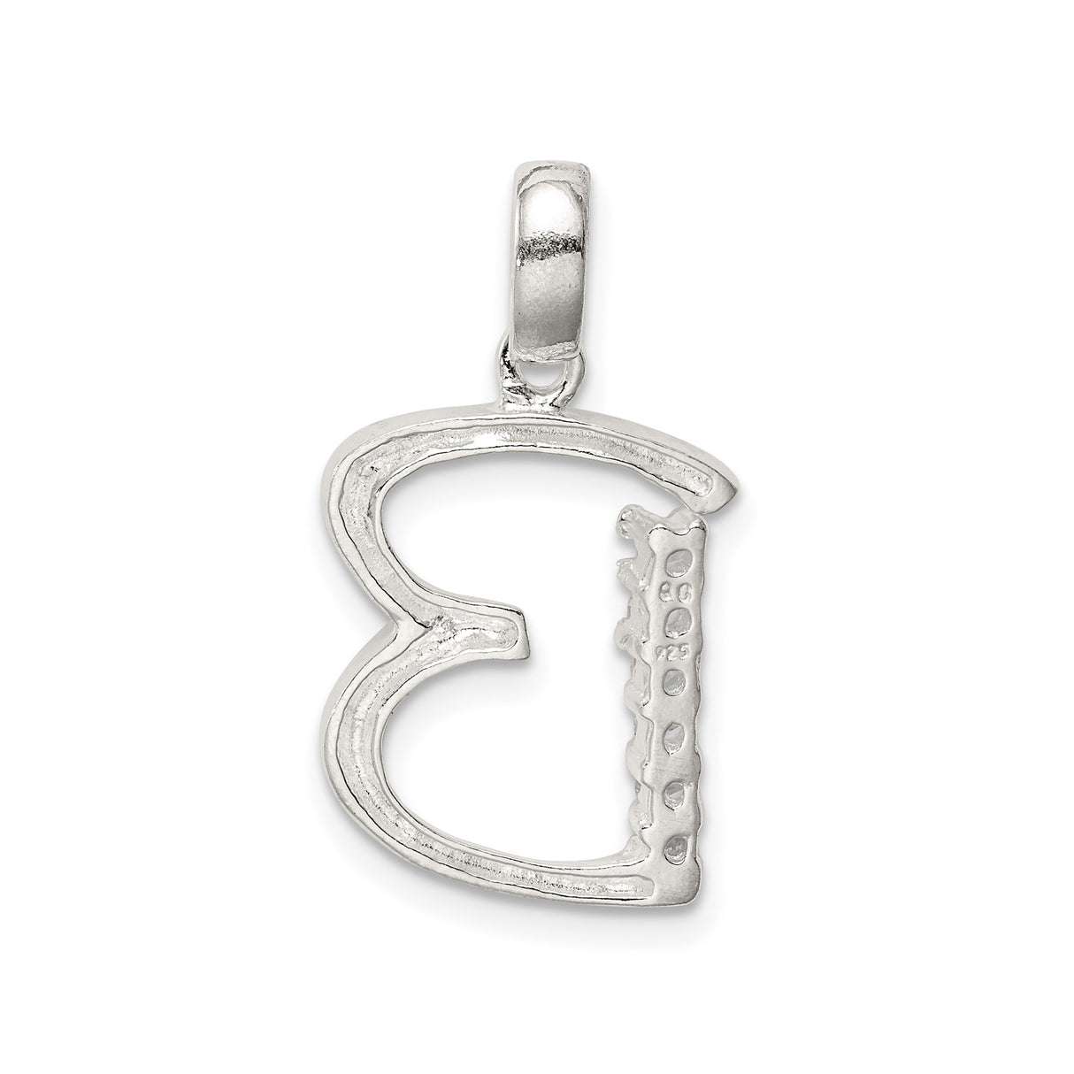 Sterling Silver Initial B Pendant with Cubic Zirconia, Minimalist Letter Charm Jewelry