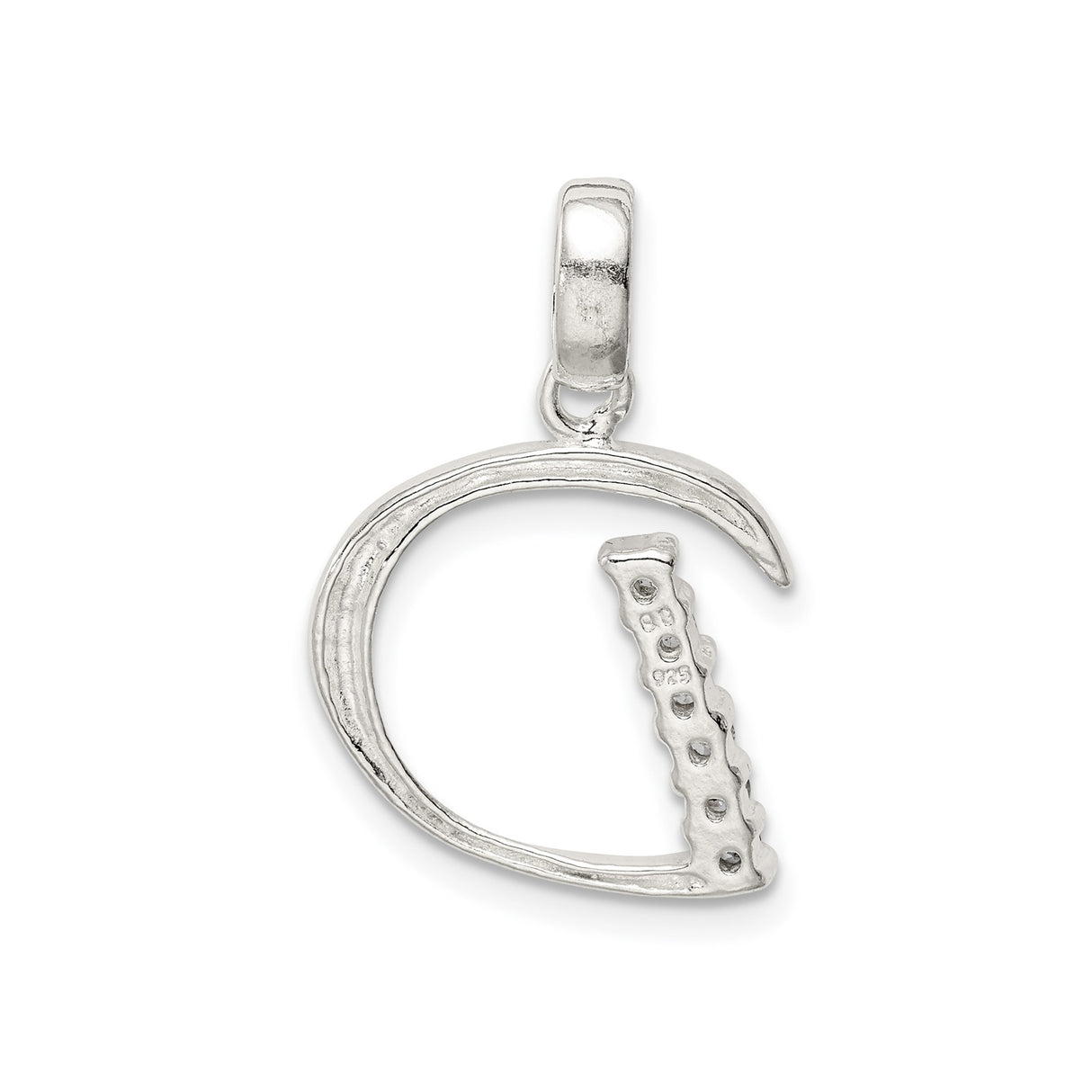 Sterling Silver Letter D Pendant with Cubic Zirconia, Minimalist Monogram Charm for Women