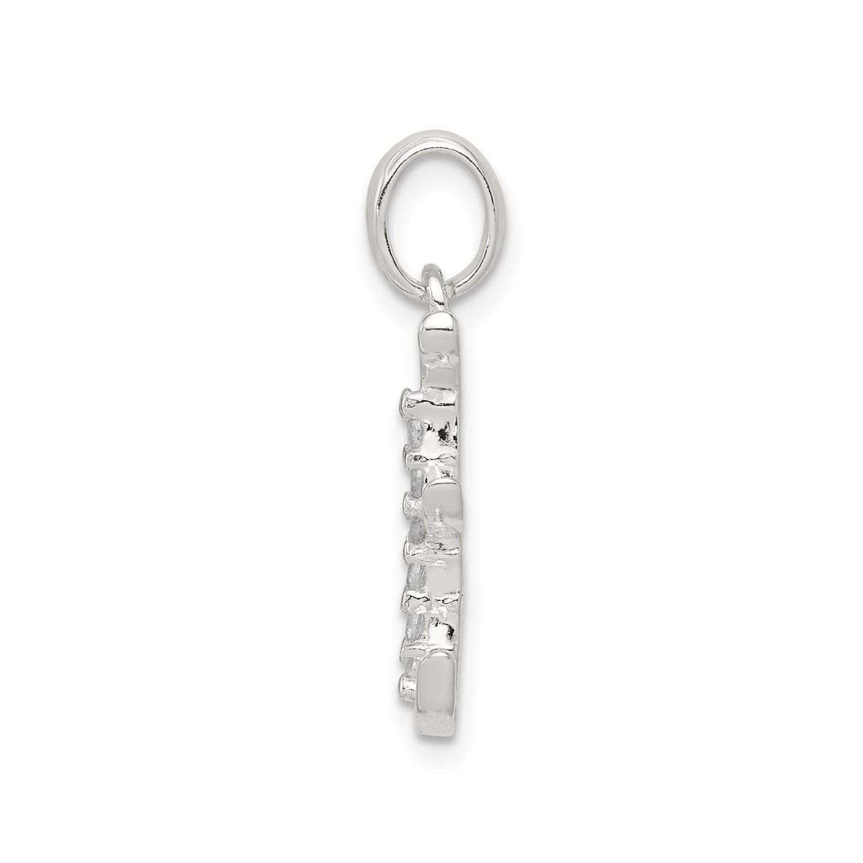 Sterling Silver Initial E Pendant with Cubic Zirconia, Monogram Charm Jewelry