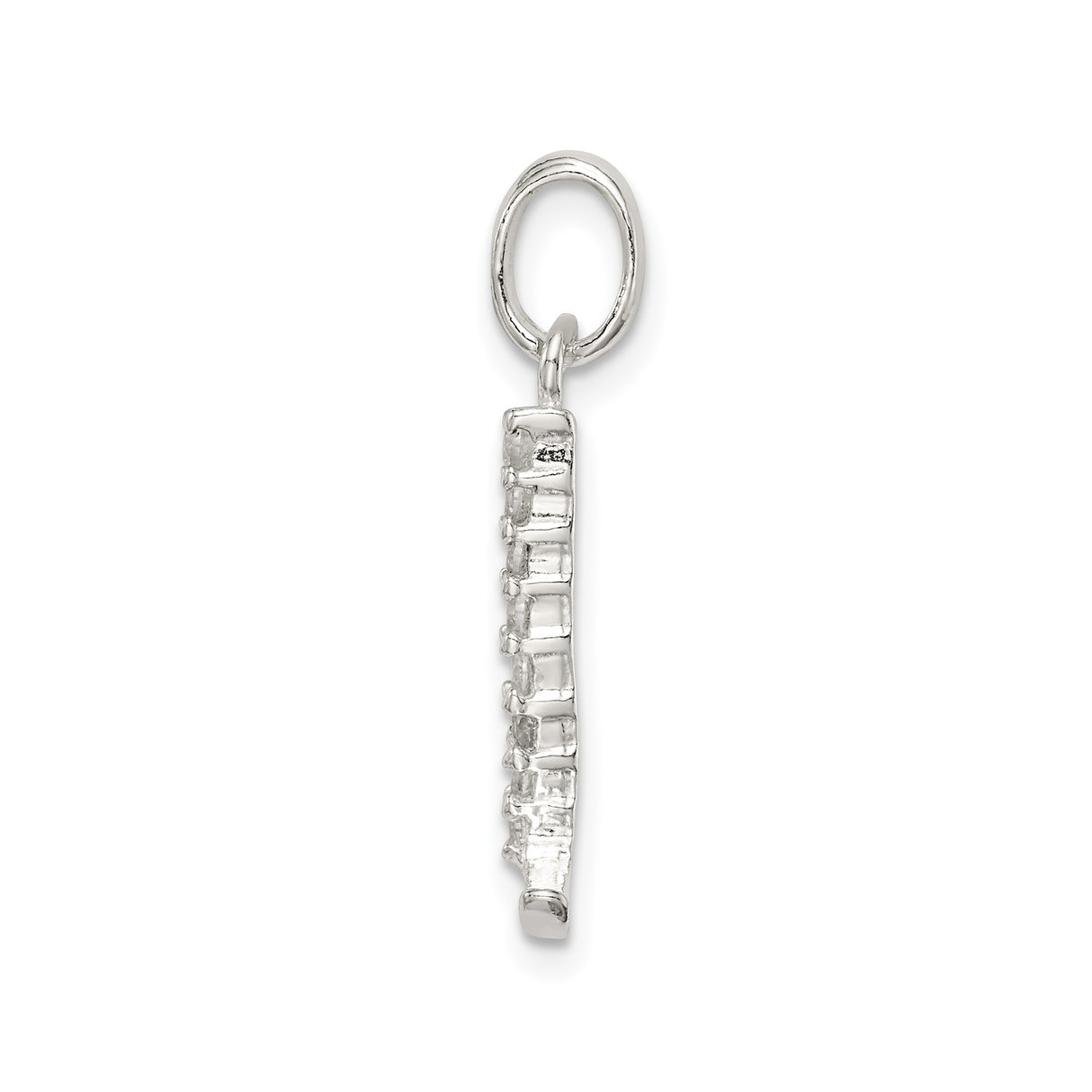 Sterling Silver Letter L Pendant with Cubic Zirconia, Dainty Monogram Charm for Women