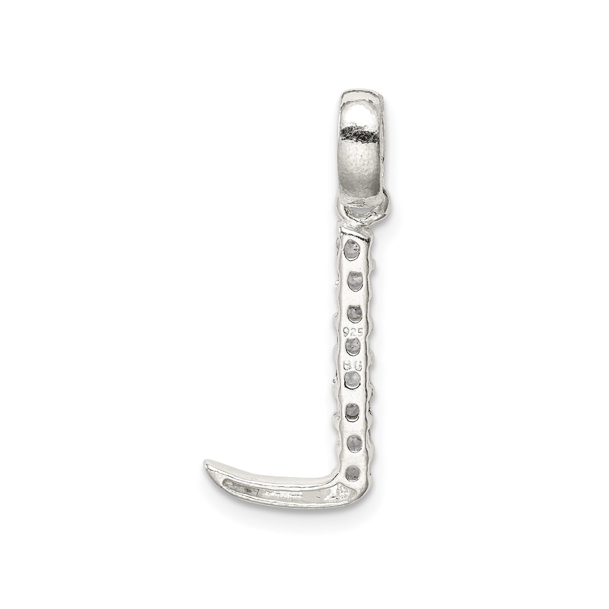 Sterling Silver Letter L Pendant with Cubic Zirconia, Dainty Monogram Charm for Women