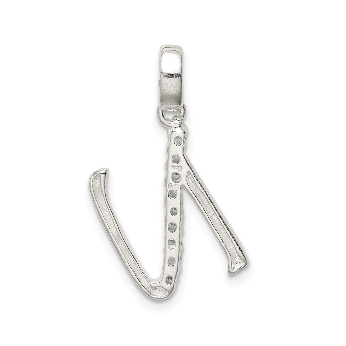 Sterling Silver Initial N Pendant with Cubic Zirconia, Dainty Alphabet Charm Jewelry