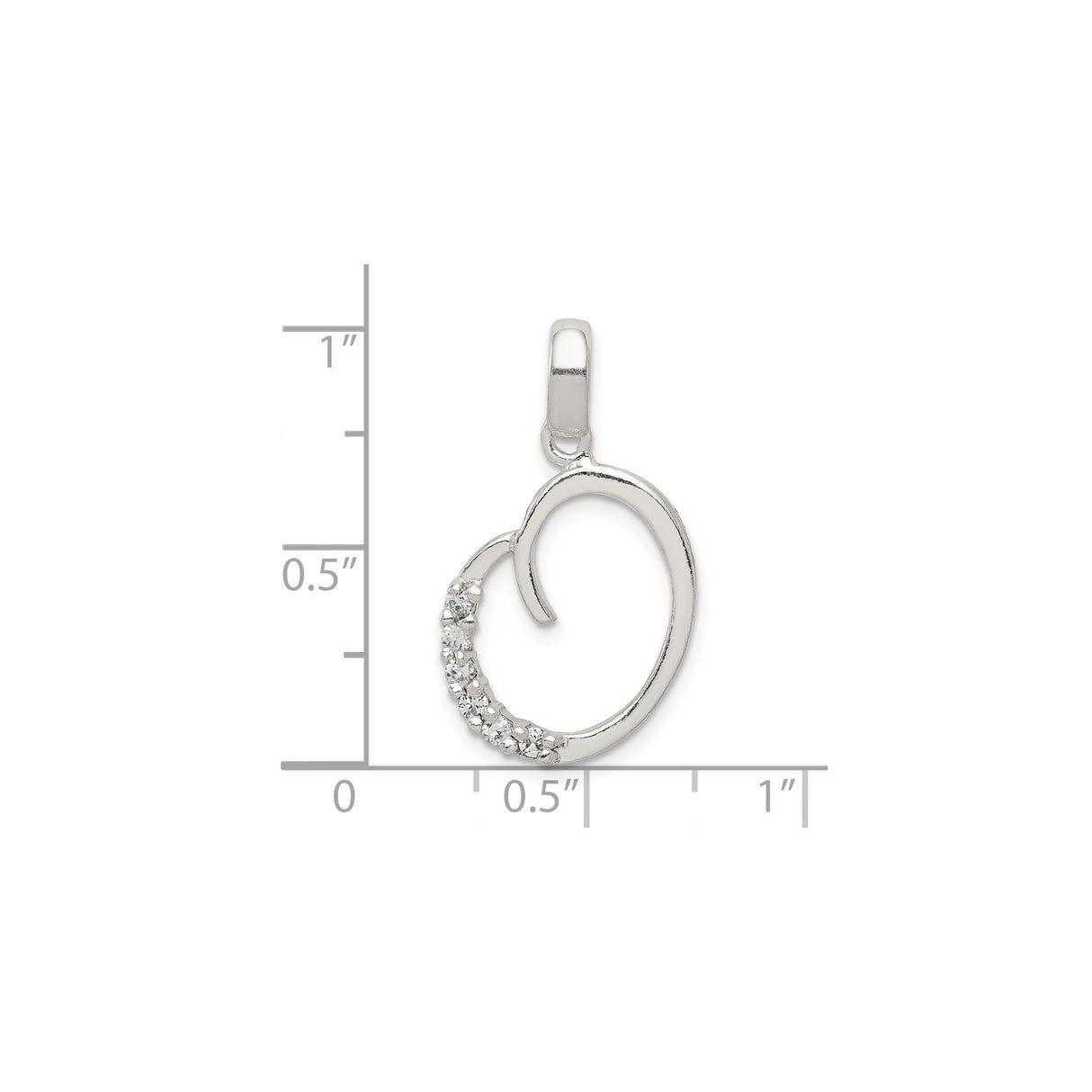 Sterling Silver Heart Pendant with Cubic Zirconia Accents, Open Design Romantic Jewelry for Women