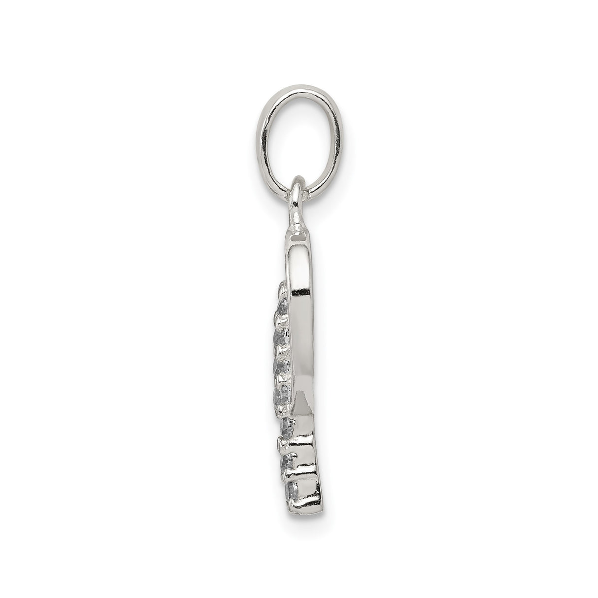 Sterling Silver Script Initial P Pendant with Cubic Zirconia Accents, Monogram Charm