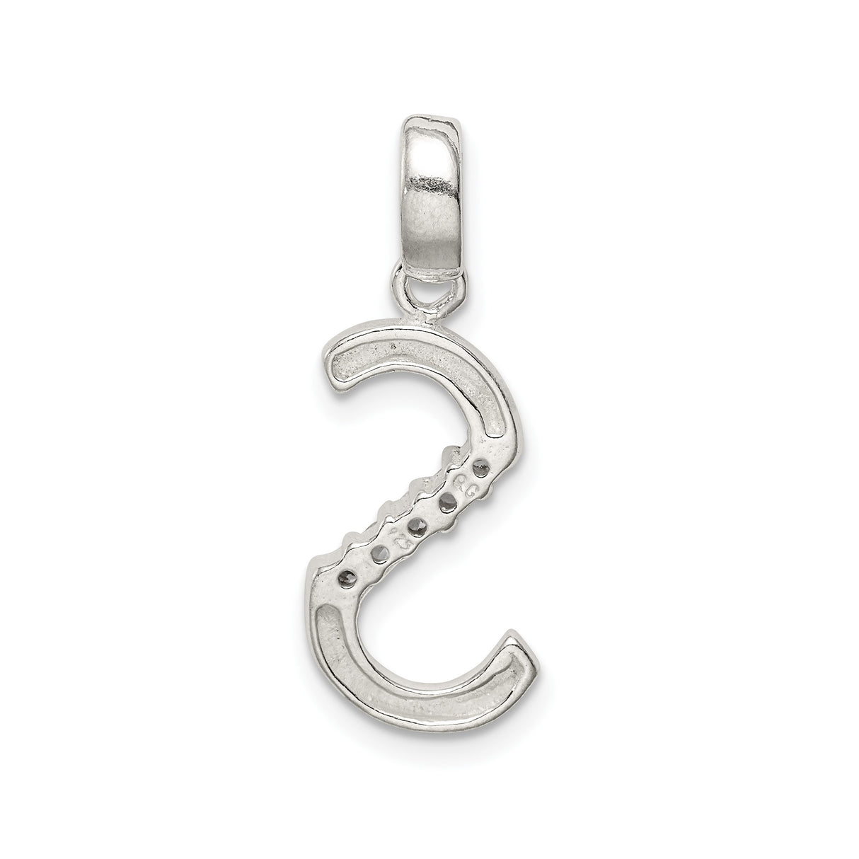 CZ Initial S Charm Pendant in Real 925 Sterling Silver