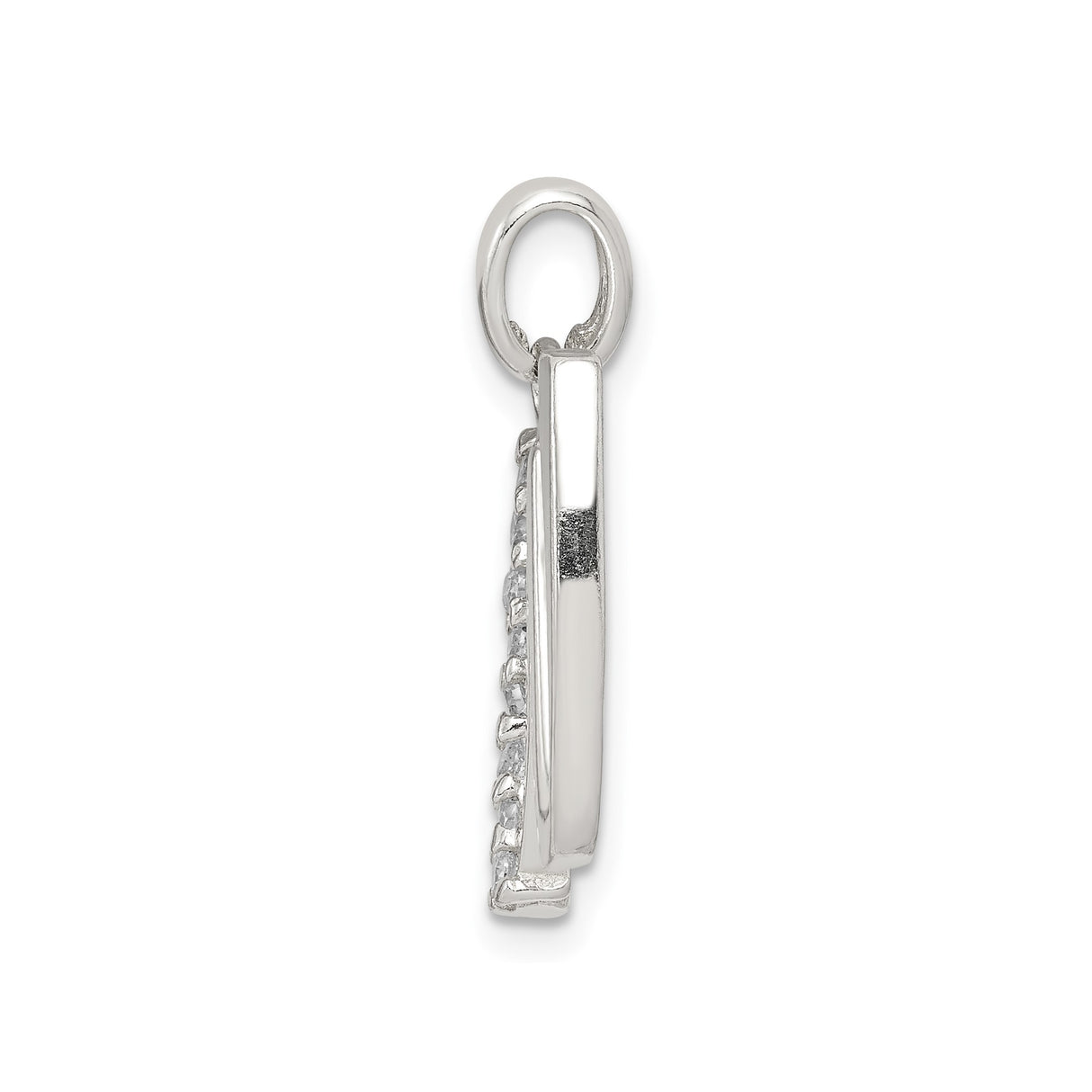 Sterling Silver W Initial Pendant with Cubic Zirconia, Alphabet Letter Charm for Women