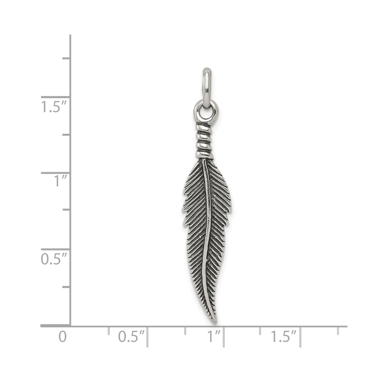 Sterling Silver Feather Pendant, Oxidized Boho Charm with Nature-Inspired Detailing