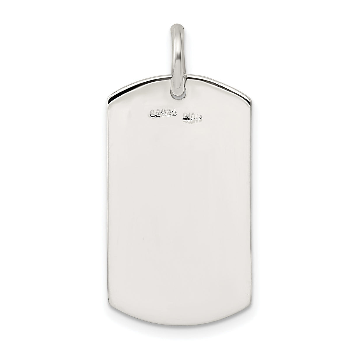 Sterling Silver Dog Tag Pendant, Blank Polished Design, Military Style Unisex Jewelry