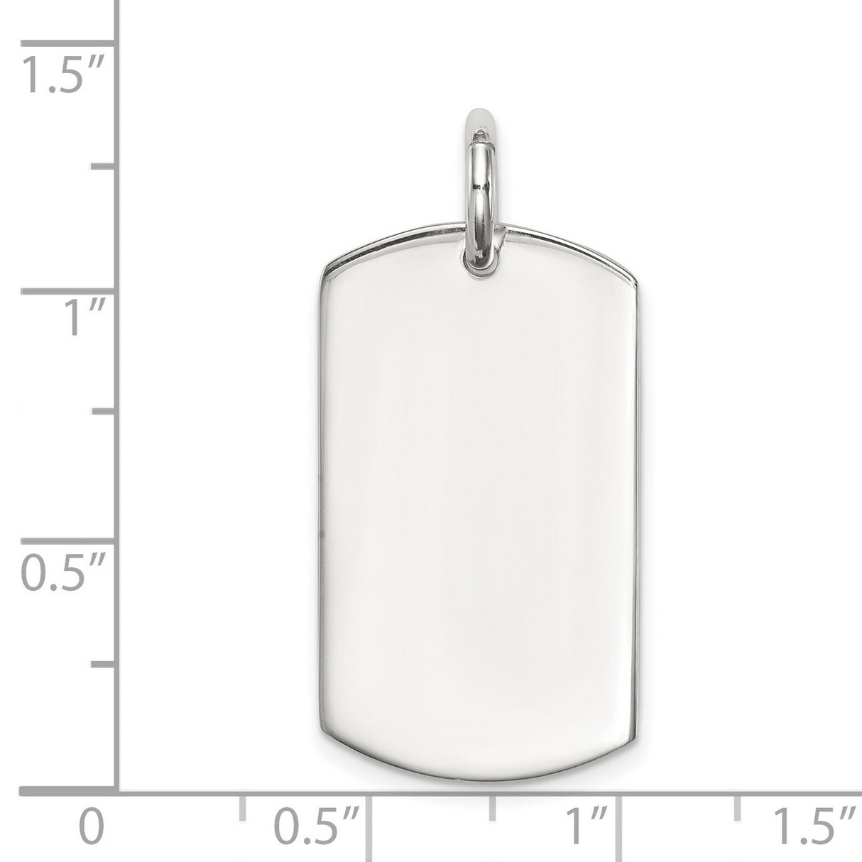 Sterling Silver Dog Tag Pendant, Blank Polished Design, Military Style Unisex Jewelry