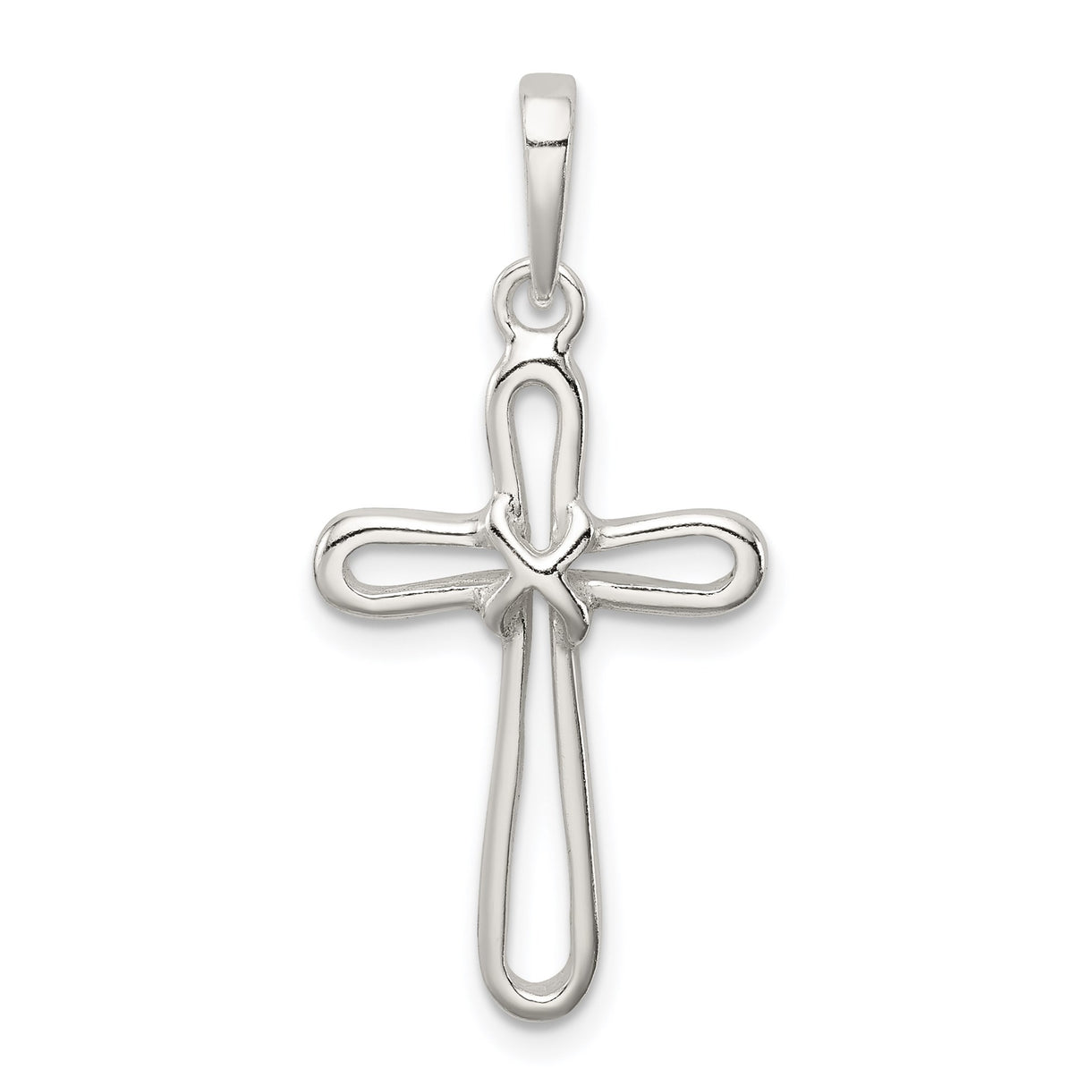 Sterling Silver Open Knotted Cross Pendant, Minimal Unisex Faith Jewelry