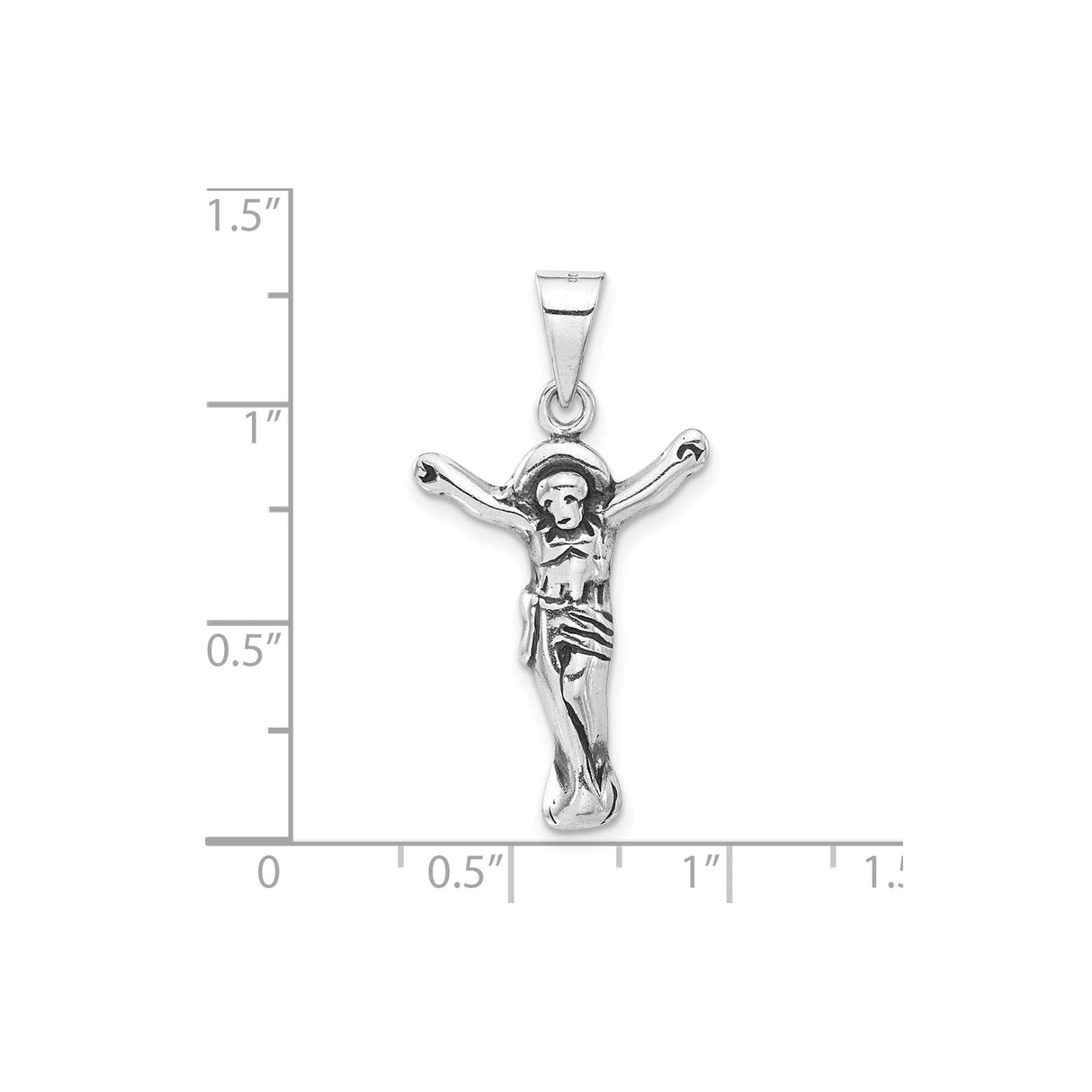 Sterling Silver Crucifix Pendant with Jesus on the Cross, Christian Religious Charm