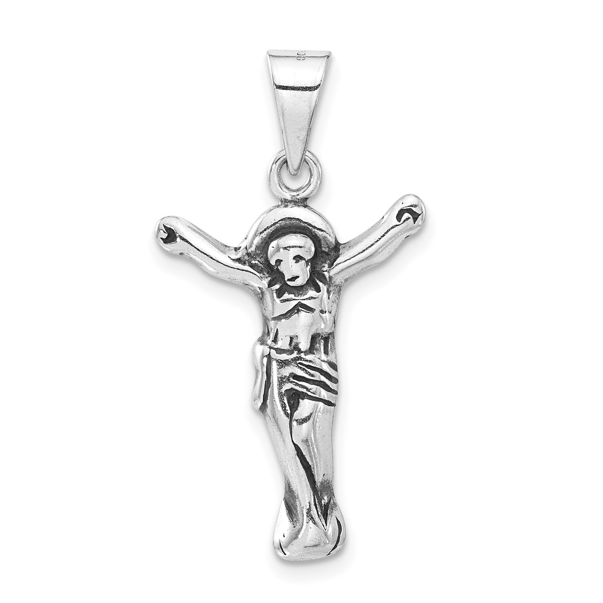 Sterling Silver Crucifix Pendant with Jesus on the Cross, Christian Religious Charm