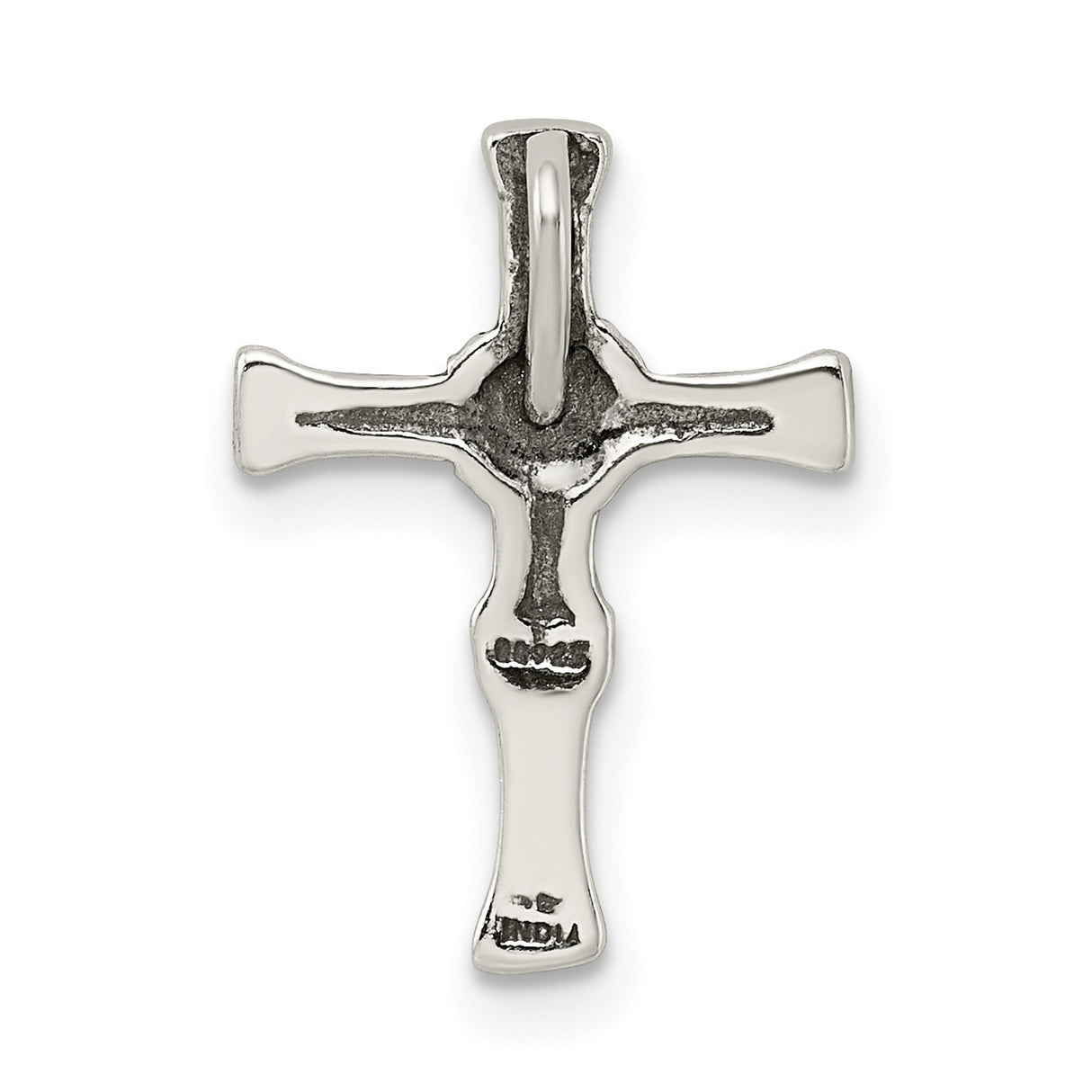 Sterling Silver Cross Pendant with Matte Textured Finish and Wood Grain Accent