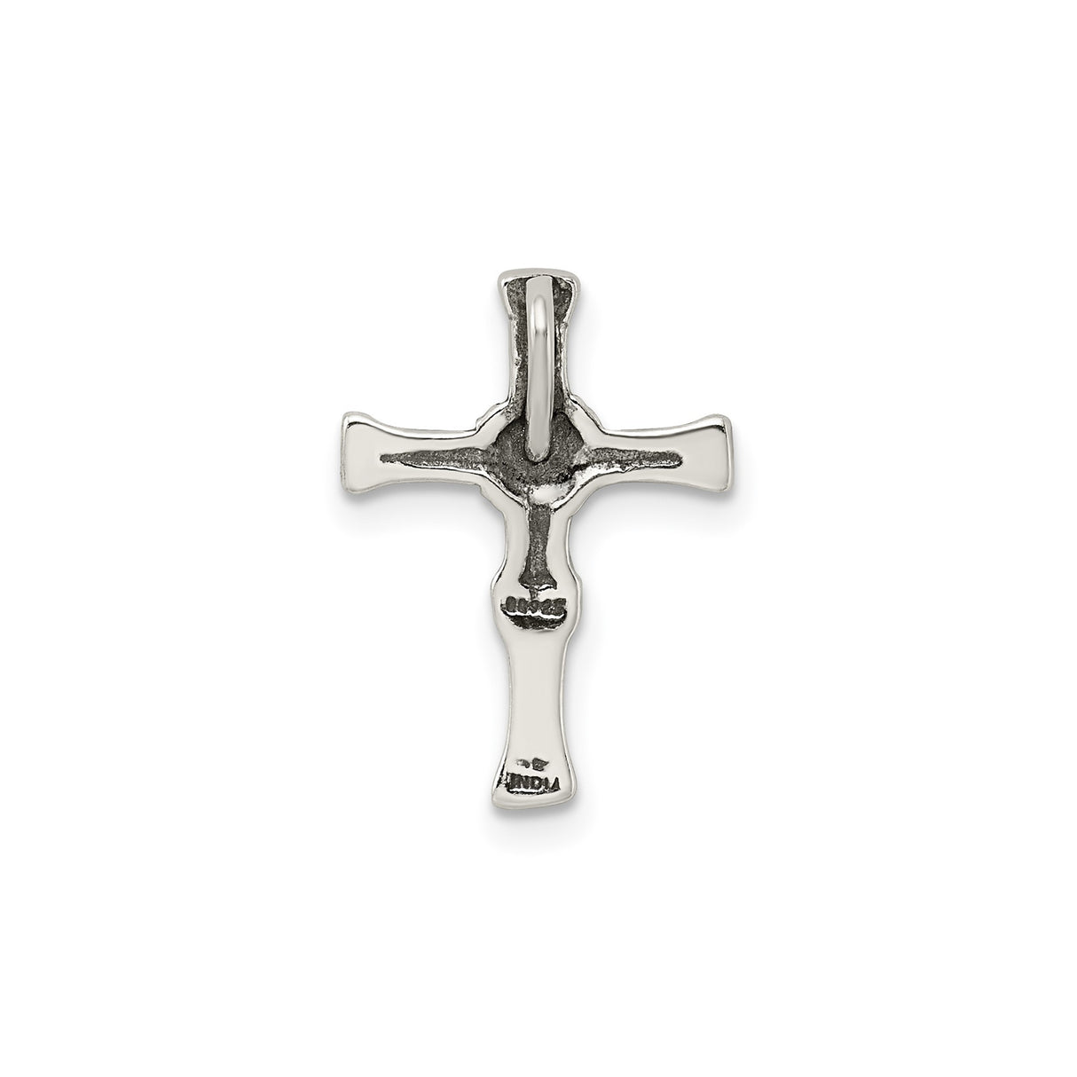 Sterling Silver Cross Pendant with Rustic Rope Slide and Oxidized Matte Finish