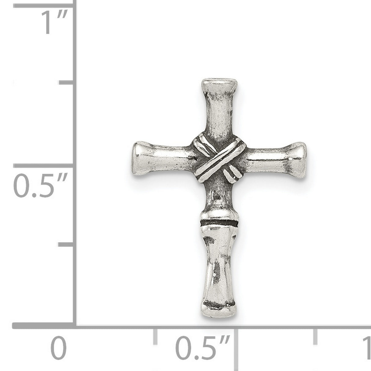 Sterling Silver Cross Pendant with Matte Textured Finish and Wood Grain Accent