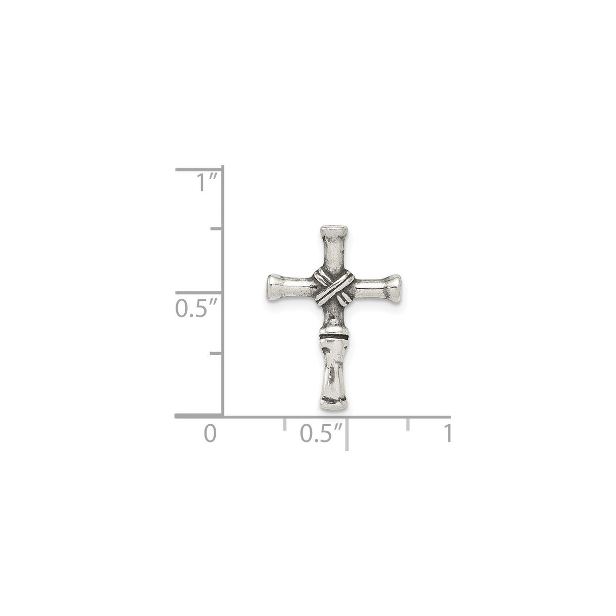 Sterling Silver Cross Pendant with Rustic Rope Slide and Oxidized Matte Finish