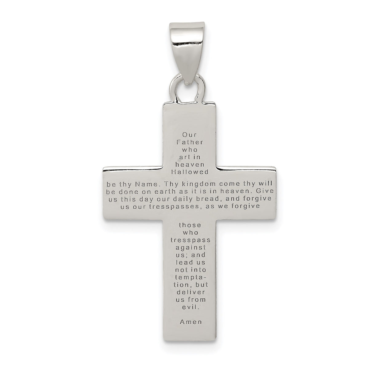 Sterling Silver Cross Pendant with Sleek Geometric Design for Men and Women