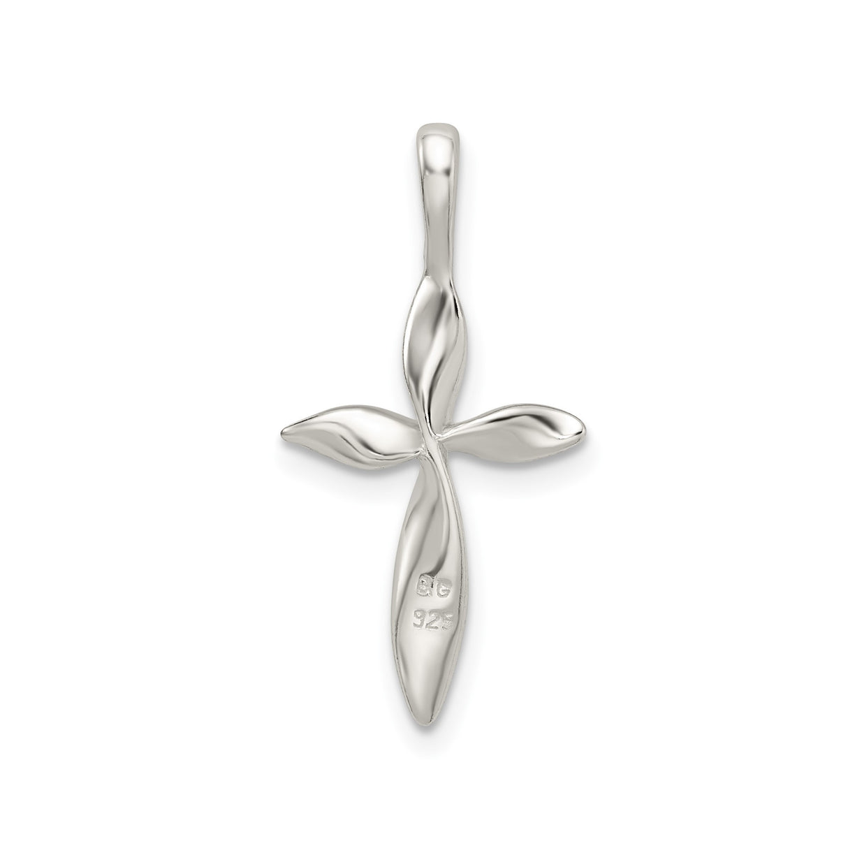 Sterling Silver Cross Pendant with Teardrop Shape and Organic Modern Design