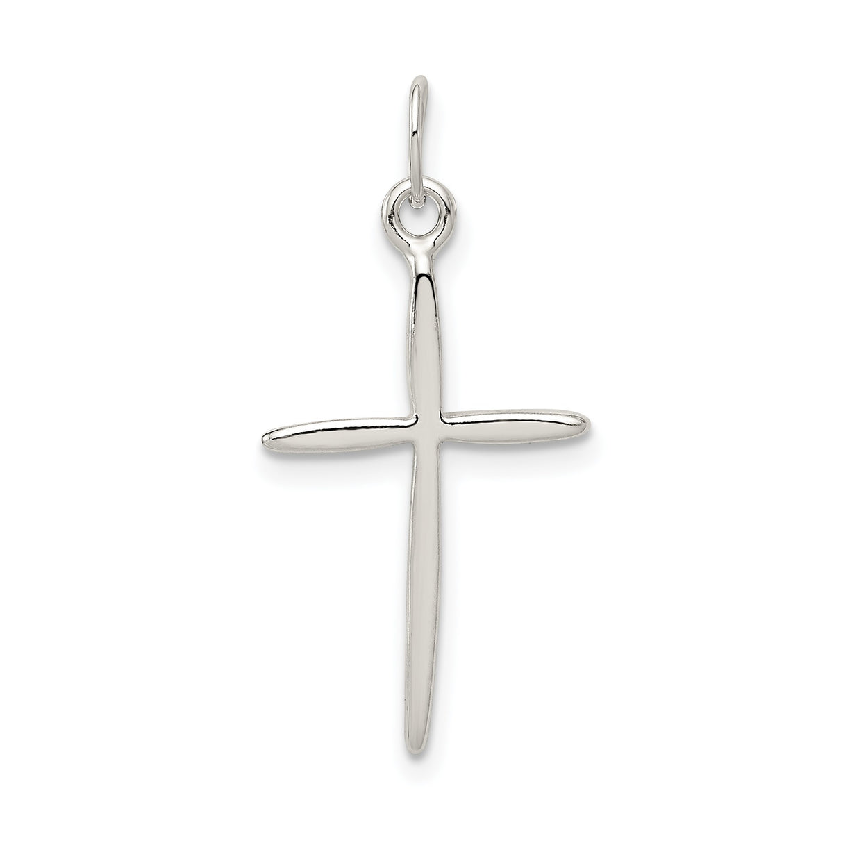 Sterling Silver Cross Pendant, Polished Minimalist Design, Unisex Religious Jewelry