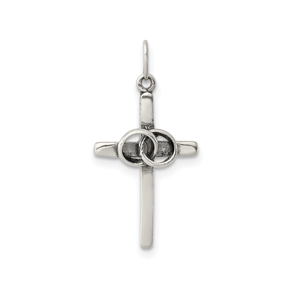 Sterling Silver Unity Cross Pendant with Interlocking Rings, Religious Charm for Men and Women