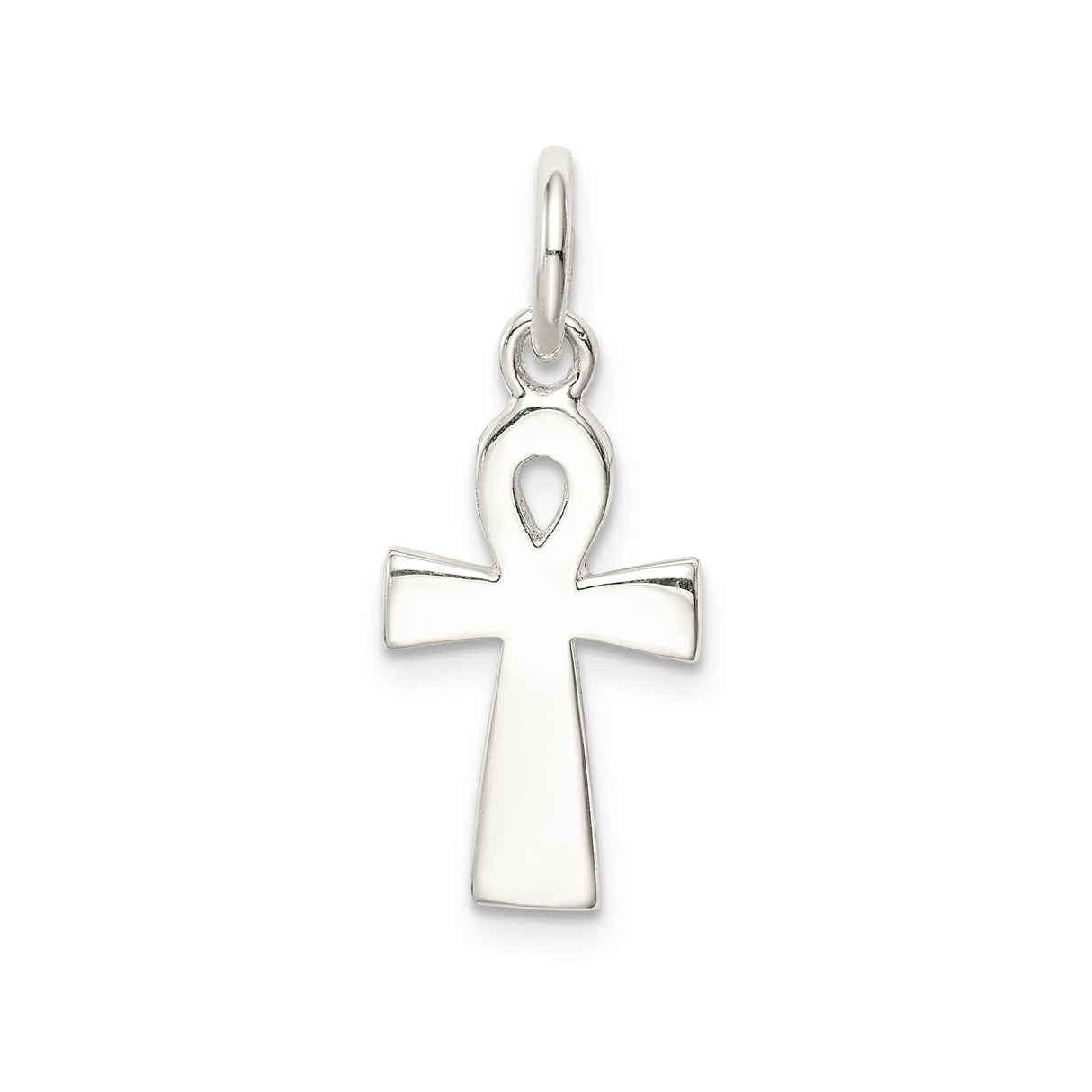 Sterling Silver Ankh Cross Pendant with Black Enamel, Glossy Finish, Modern Spiritual Design