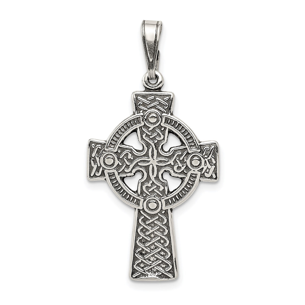 Sterling Silver Celtic Cross Pendant with Tribal Detailing, Spiritual Christian Jewelry for Men and Women