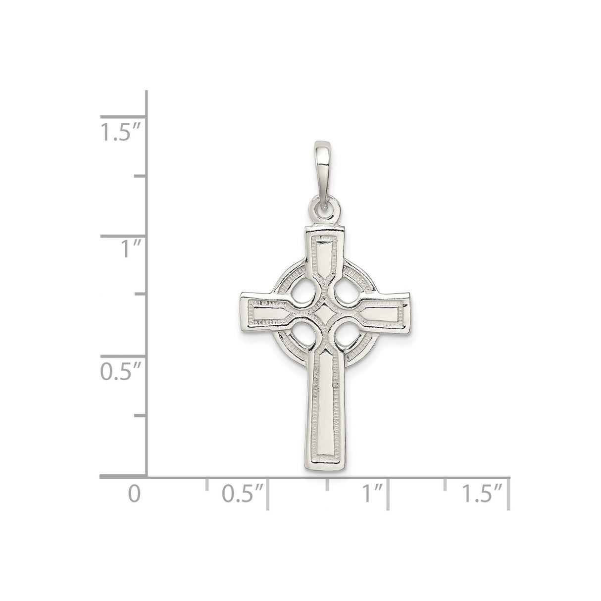 Sterling Silver Cross Pendant, Celtic Design, High Polish Religious Charm for Men and Women