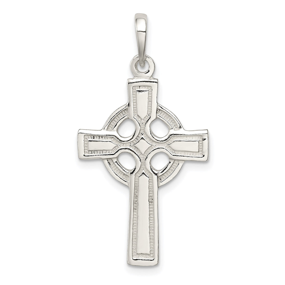 Sterling Silver Cross Pendant, Celtic Design, High Polish Religious Charm for Men and Women