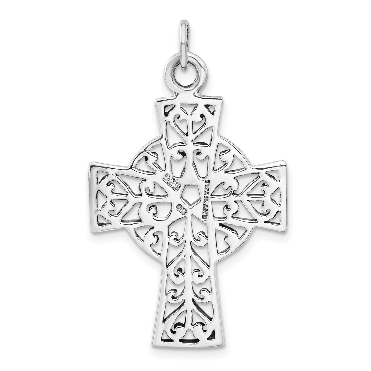 Sterling Silver Cross Pendant with Celtic Eternity Knot and Openwork Halo Design