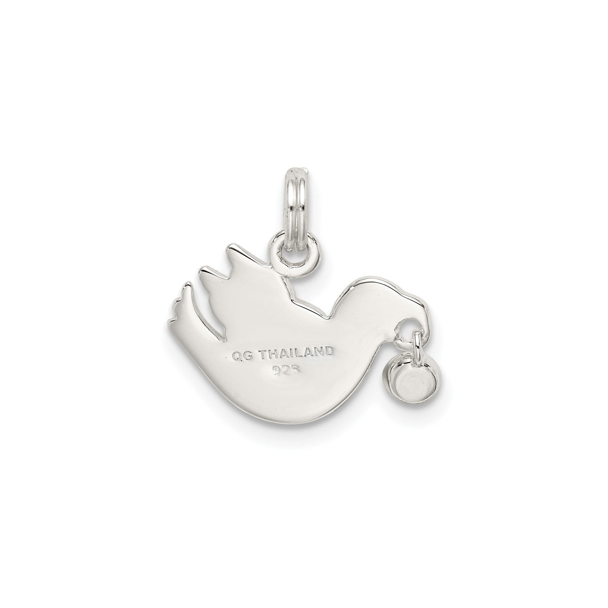 Sterling Silver Dove Pendant Charm with Cubic Zirconia, Flying Bird Symbol of Peace and Faith