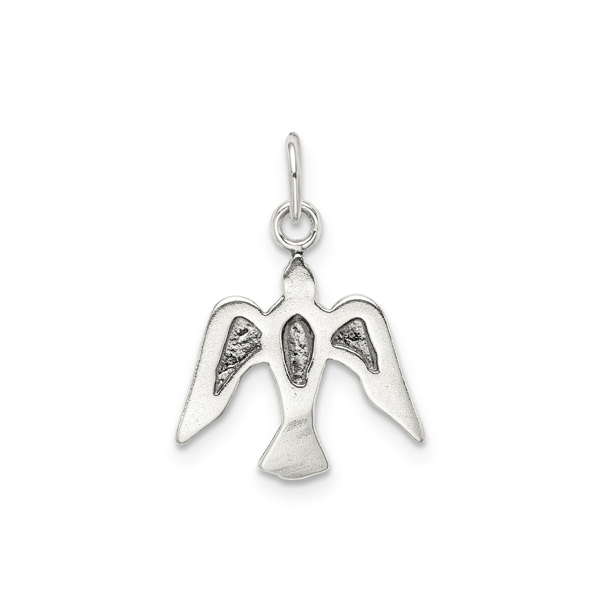 Sterling Silver Dove Pendant with Open Wings, Christian Symbol of Peace and Hope