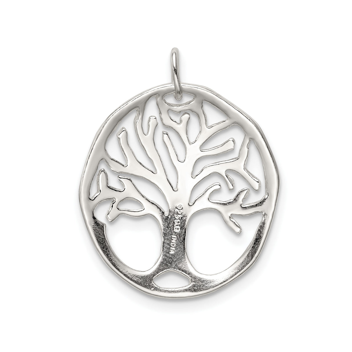 Sterling Silver Tree of Life Pendant with Openwork Round Design, Celtic Roots and Branches