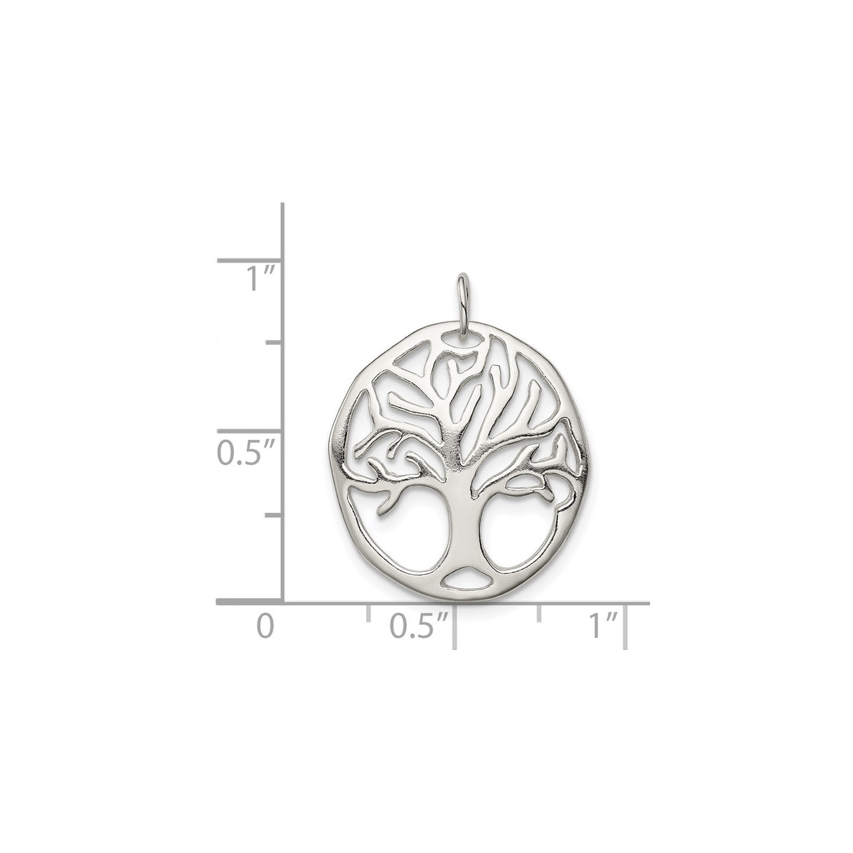 Sterling Silver Tree of Life Pendant with Openwork Round Design, Celtic Roots and Branches