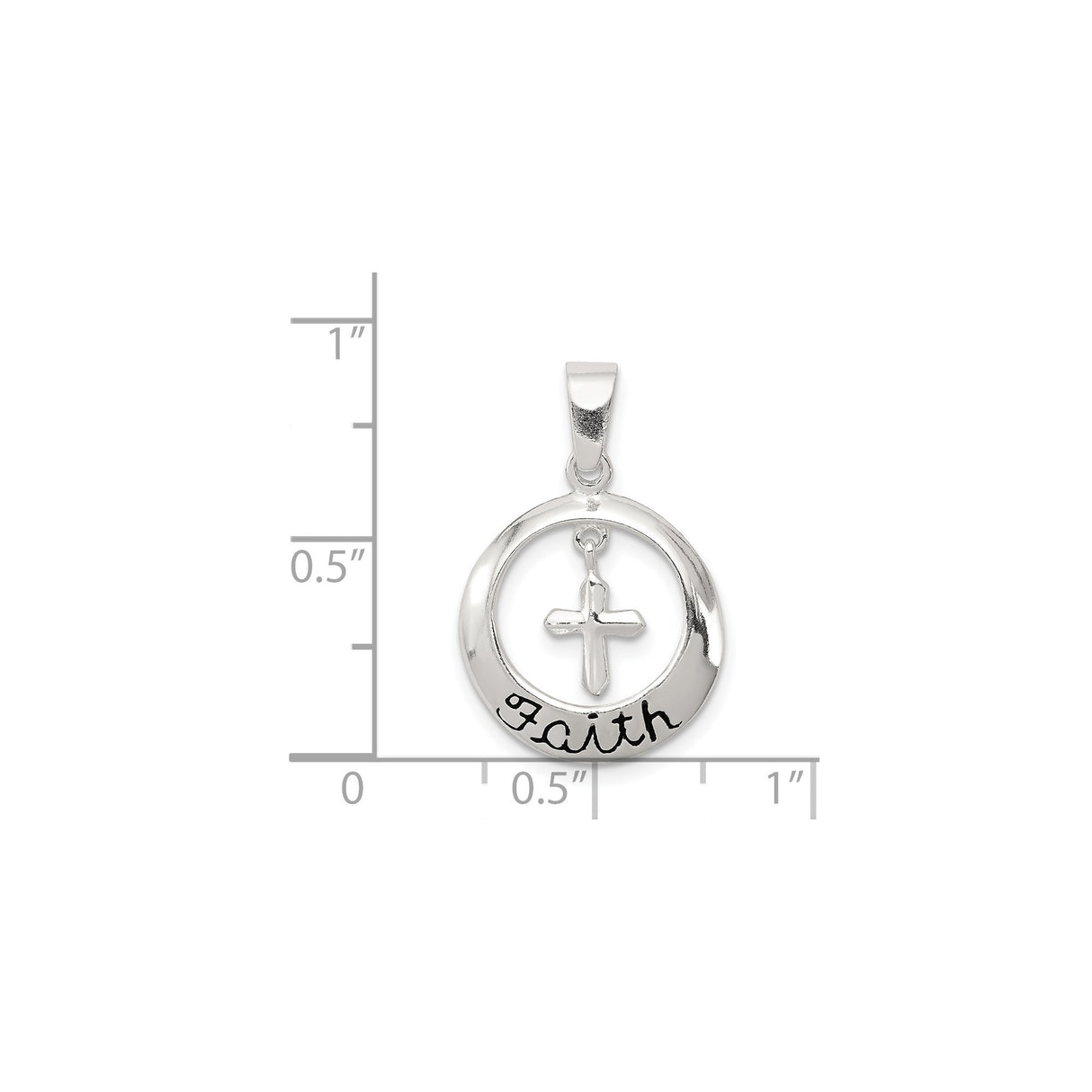 Sterling Silver Cross Pendant with Spiritual Circle Charm and Modern Religious Design