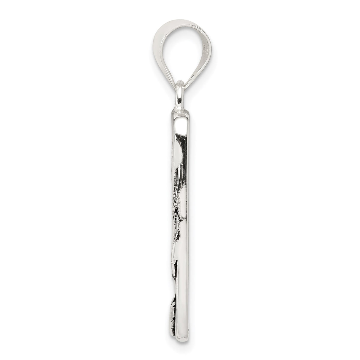 Sterling Silver Footprints Pendant, Rectangular Inspirational Christian Charm for Men or Women