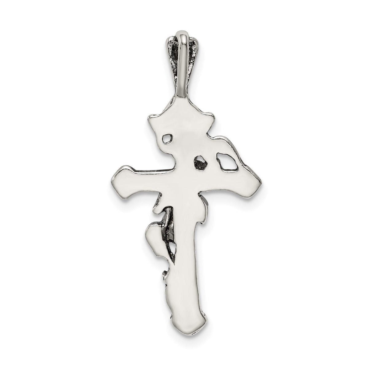 Sterling Silver Floral Antique Cross Pendant with Botanical Design for Men and Women