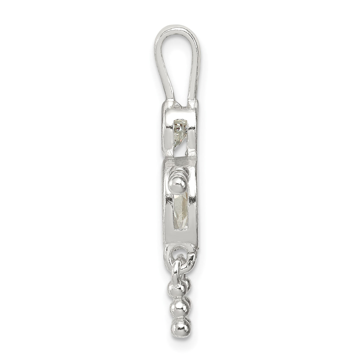 Sterling Silver Figure Pendant with Synthetic Birthstone and Clear Glass Accents, Family Theme Charm