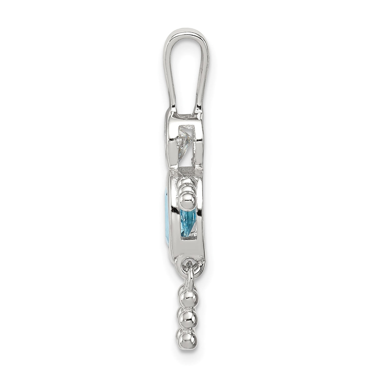 Sterling Silver Boy Pendant with Clear Stone and Oval Blue Gemstone, Family Charm Jewelry