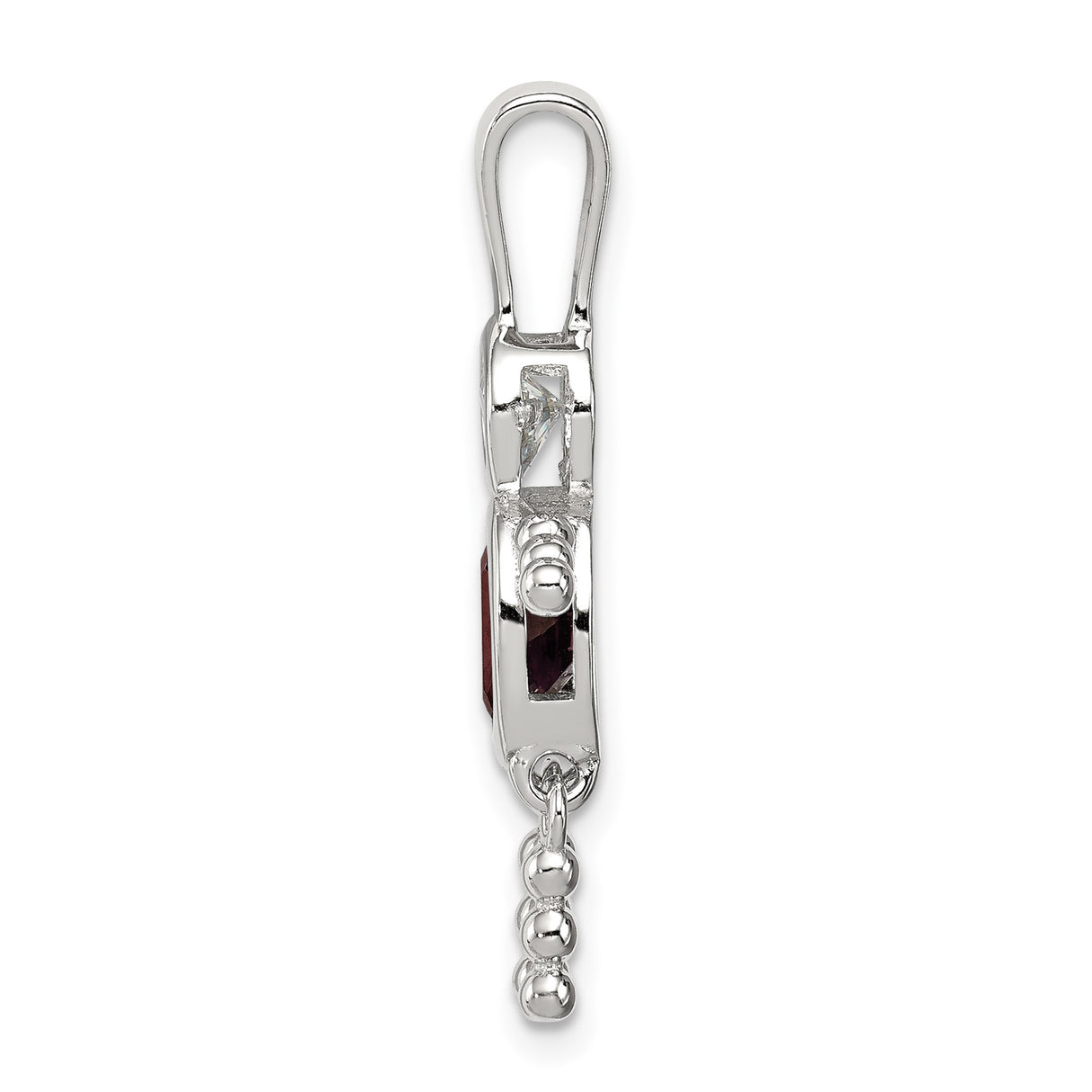 Sterling Silver Pendant with Oval Synthetic Birthstone and Clear Glass Accents, Modern Family Theme