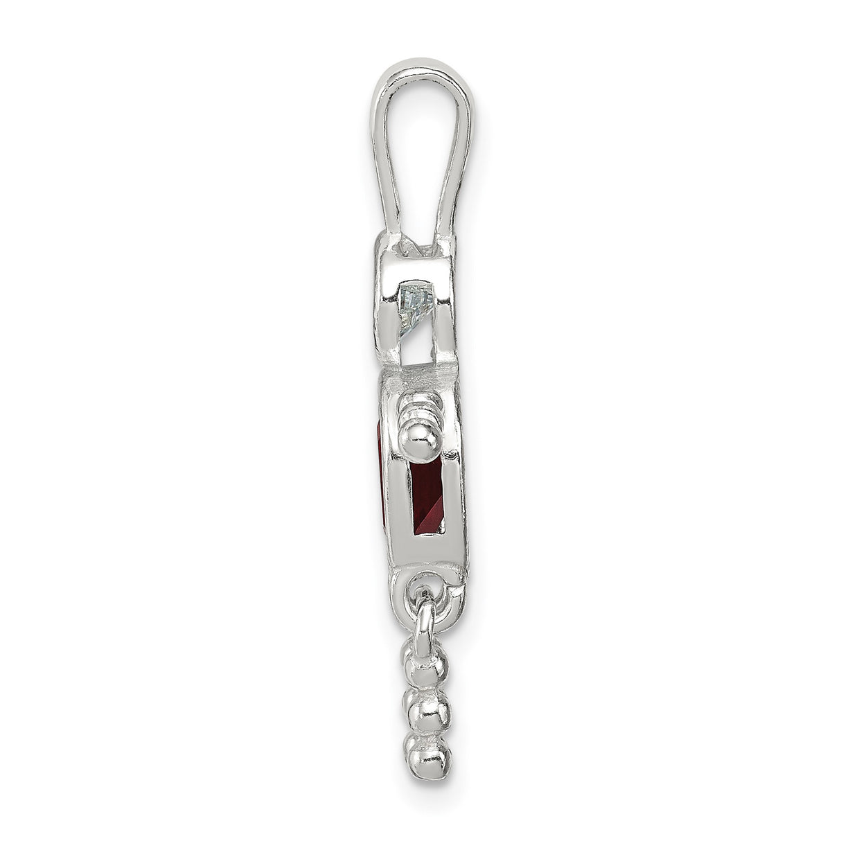Sterling Silver Mother Pendant with Synthetic Birthstone and Glass Accent, July Charm for Women