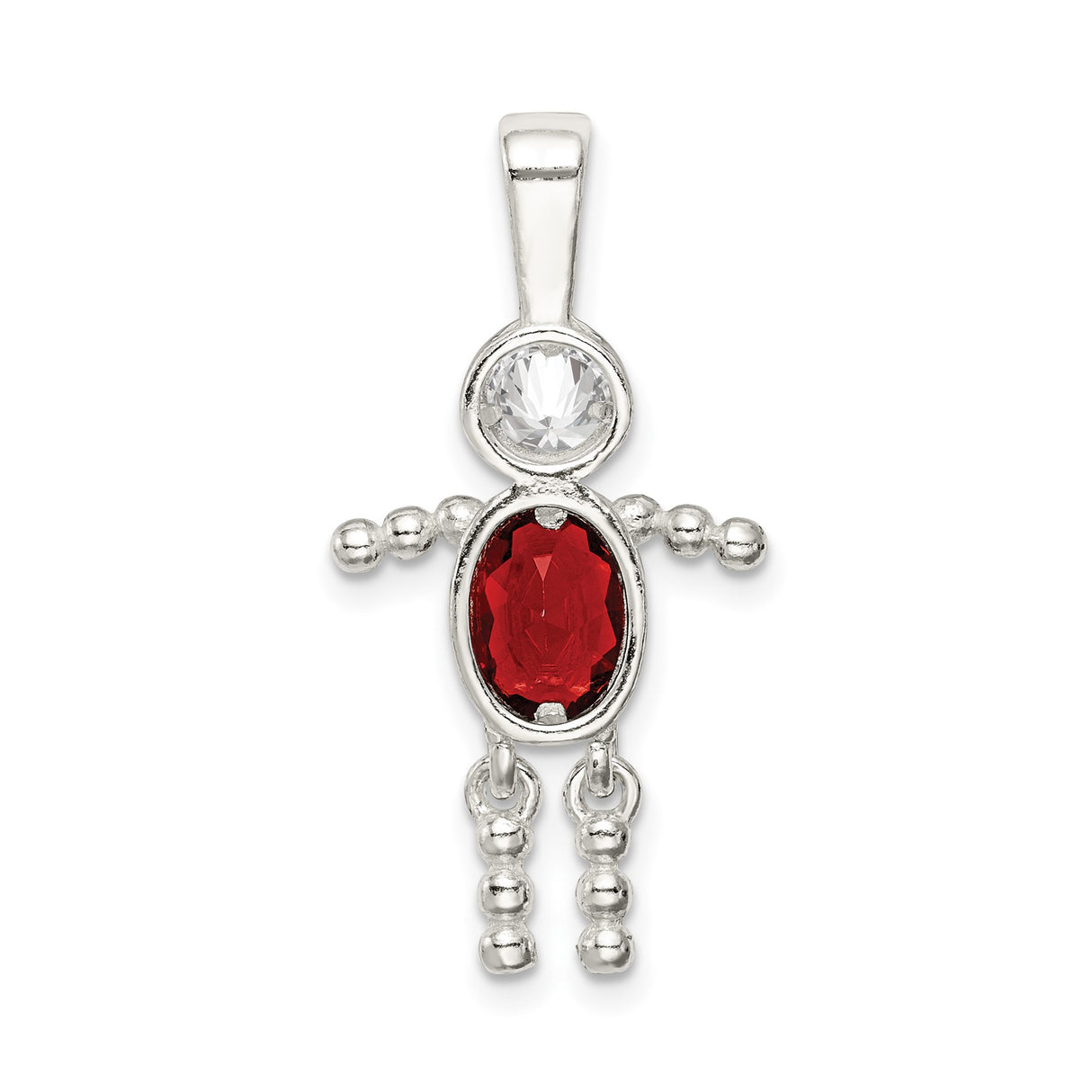 Sterling Silver Mother Pendant with Synthetic Birthstone and Glass Accent, July Charm for Women